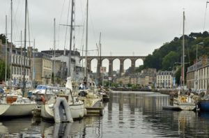 Viaduct over river, town and harbour