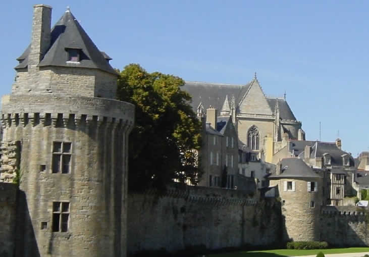 Ramparts around the old town of Vannes in Morbihan, Southern Brittany