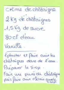 Recipe for Crème de Châtaigne - Cream of chestnut