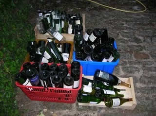 empty bottles in crate