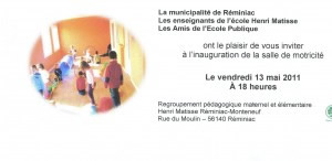 Invitation to opening of Motor Skills Room, Reminiac, Brittany