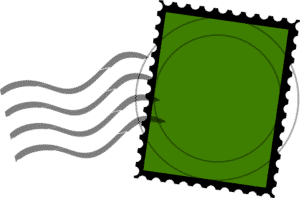 Green stamp and postmark