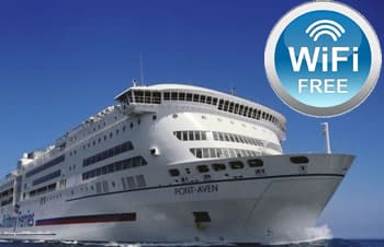 Brittany Ferries Pont-Aven ship with wifi badge