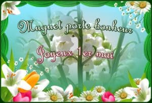 Muguet porte bonheur-joyeux 1er mai card with lily of the valley and daisies