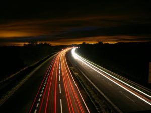 Empty motorway at night