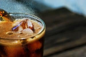 Glass of coke with ice
