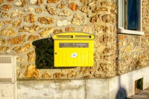 French yellow mail box